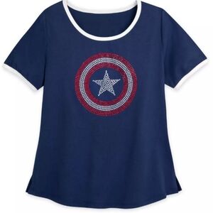 NWT 3x Captain America  Rhinestone Tee plus size MARVEL